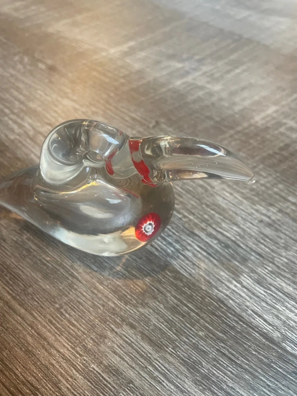 Arte Murano Icet Toucan Clear Figurine Red Accents EXTREMELY SMALL CHIP ON BEAK - Picture 2 of 7